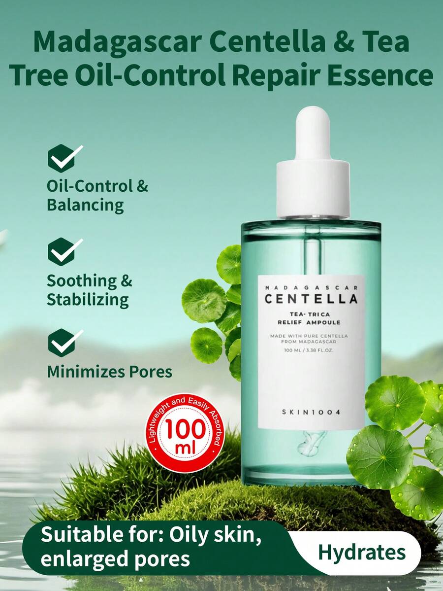 SKIN1004 1瓶100毫升马达加斯加积雪草茶树净化修护精华液，舒缓控油精华液，适合油性肌肤 - 積雪草 茶樹控油修護精華 100ml - 查看 1