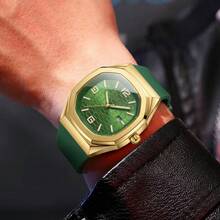 1pc Men's Fashion Silicone Band Simple Calendar Square Dial Student Sports Casual Quartz Watch - one-size - View 5
