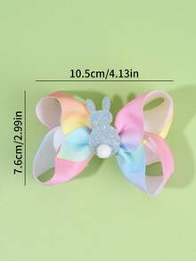 1个复活节彩色布艺发夹，闪亮兔子发饰，可爱发卡，适合女孩朋友日常派对礼物 - 彩色 - 查看 5