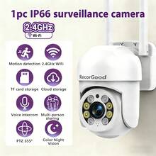 RecorGood Wireless Outdoor Security Camera With AI Human Detection, Color Night Vision And Two-Way Audio | Wireless Design, 2.4GHz WiFi, Easy Installation (SD Card Not Included) - White - View 2