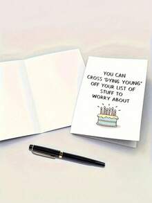 1Piece Funny Getting Older Birthday Card - 'Cross Off Dying Young' With Colorful Envelope, Senior Humor Card For Thank You Notes & Small Business Supplies, Unique Memorable Gift - Multicolor - View 4