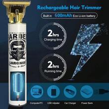 LARGNER Ensemble de tondeuse et rasoir 4 en 1 avec lame en céramique en T, tondeuse à cheveux rechargeable sans fil 1200 mAh, rasoir, tondeuse à poils de nez, comprend 8 guides-peignes pour hommes, cadeau idéal pour le père, le mari et le petit ami - Blanc - Voir 6
