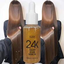 24K黄金护发精华液，GZE 24K GLOW护发精华液，增添光泽，令秀发柔顺丝滑，抚平毛躁，修护滋养干枯受损发质，轻盈配方，30毫升/1.01液盎司 - 24k gold - 查看 5