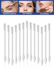 200/100/2支装一次性卸妆棉签 - 双头细尖棉签，适用于卸妆；小头棉签，适用于眼部；圆头棉签 - 白色 - 查看 1