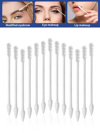 200/100/2支装一次性卸妆棉签 - 双头细尖棉签，适用于卸妆；小头棉签，适用于眼部；圆头棉签