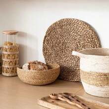 Round Wicker Basket - Decorative Bowl - Storage Basket - Fruit Bowl - Decorative Woven Basket - Natural Color - 26 Cm - 棕色 - 查看 2