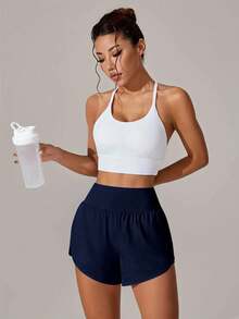 Quần short nữ cỡ lớn cạp cao co giãn, thích hợp cho chạy bộ, tập luyện, yoga, các môn thể thao ngoài trời như tennis, golf, chất liệu nhẹ, thoáng khí, thích hợp cho mùa xuân/hè. - Xanh đậm - Xem 6