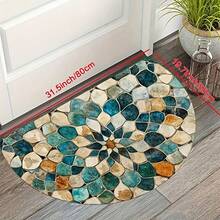 1件复古优雅绿色几何仿大理石图案地毯，可作房间装饰地毯、家居装饰地毯、沙发垫、卧室装饰地毯、小型地毯、现代创意时尚地毯、客厅地毯、卧室地毯、户外地毯、可水洗地毯、男孩女孩礼物、感恩节地毯，柔软可机洗，适用于客厅、办公室、咖啡厅和阳台装饰 - 彩色 - 查看 3