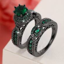 2 Pieces Copper Ring Set For Women, Elegant Retro Bridal Layering Ring With Sparkling Zirconia, Daily/Wedding Jewelry, Valentine's Day Gift - Wedding Rings 2 - View 41