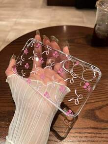 1个加厚樱桃蝴蝶结彩绘透明手机壳，兼容三星Galaxy S26/S26 Plus/S26 Ultra、S25/S25 Plus/S25 Ultra、A17、A07、A16、A36、A26、A56、A50、A12、A32、A52、A72、A51、A21S、A13、A14、S24/S24 Plus/S24 Ultra、S22、A52、A53、A54、A55、S23、11/12 Pro/12/12X/13 Pro/14 Pro/15 Pro、Redmi 10/9/Note 9/12C/Note 11 Pro/Note 8 Pro - 彩色 - 查看 4