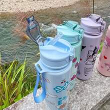 1 pezzo Bottiglia sportiva per acqua carina di Sanrio da 27 once, con tappo a scatto a prova di perdite e cannuccia, ideale per pendolarismo, palestra, corsa, attività all'aperto, regalo di compleanno perfetto per lei - Multicolore - Visualizzare 14
