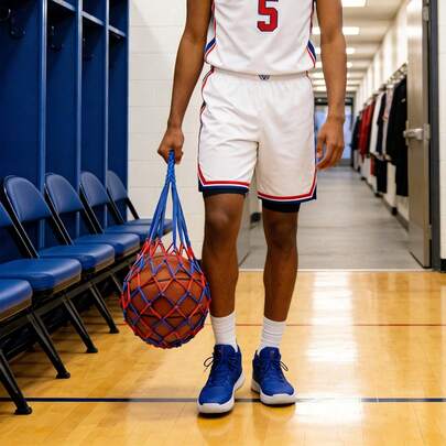 1个高品质篮球/足球网袋，加固缝线，手提式便携保护收纳袋，适用于运动器材、运动装备 | 收纳袋、运动包