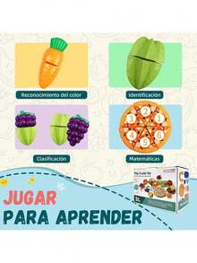 Comida De Juguete, 58 Pack Frutas y Verduras De Juguete Para Cortar, Juguetes Didacticos Montessori, Accesorios Con Cesta De La Compra, Mini Platos De Plástico y Cuchillo, Regalo Ideal Para 3+ Años,40841858 - Multicolor - Ver 2