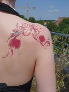 1 Piece Of Tattoo Sticker Temporary Tattoo Sticker, Y2K Style Butterfly Rose Flower Vine Pattern Waterproof And Sweatproof Washable Non-Reflective Arm And Shoulder Simulation Tattoo Suitable For Fashionable People And Can Last 3-5 Days - Multicolor - View 3