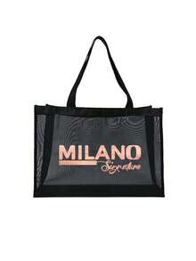 MILANO 经典网眼手提袋及收纳袋套装，黑色透明网眼手提袋，饰以玫瑰金印花图案，大容量手提袋+便携收纳袋，适合海滩、可重复使用购物、沙滩用品、杂货收纳，是时尚爱好者、海滩游客、通勤族、送礼佳品的理想之选，非常适合海滩旅行、夏季度假、日常出行和购物。 - 彩色 - 查看 13