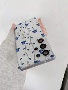 1pc Creative Minimalist Blue Floral Pattern Transparent Soft TPU Phone Case, Anti-Fall Anti-Scratch Anti-Fingerprint, Camera Lens Protection Suitable Compatible With Samsung, Nothing, Pixel, - Multicolor - View 7