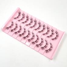 10 Pairs Value Pack Transparent Band 5D Faux Mink Lashes Fluffy Natural Crisscross Thick Lashes - Black - View 4
