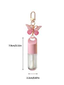 1pc 5ml Transparent Lip Gloss Tube With Butterfly Keychain Pendant,Butterfly Keychain Lip Gloss Refill Bottle,Clear Lip Gloss Tubes With Wand, Lip Oil Dispensing Tube,Portable Lip Gloss Dispenser Bottle Keychain/Bag Charm - Multicolor - View 11