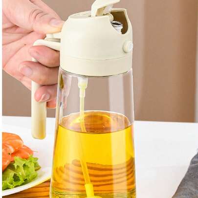 2-In-1 Leak-Proof Glass Oil Dispenser Bottle - 500ML (17oz) Kitchen Sprayer & Pourer For Cooking, Salad, Vinegar