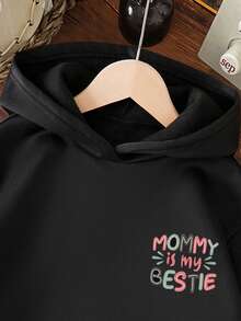 女童字母印花保暖卫衣 - 黑色 - 查看 3