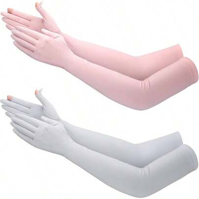 - 2 pares de guantes largos para el sol para mujer, guantes de conduccin antideslizantes para los dedos completos, proteccin para deportes al aire ltima intervensin