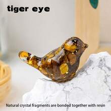 1件天然水晶树脂鸟摆件，室内外家居装饰雕像，圣诞节万圣节礼物，口袋大小的水晶动物饰品，圣诞节和万圣节礼物，经典鸟类雕像，可作为天然石材装饰摆件 - 滴膠小鳥 - 查看 14