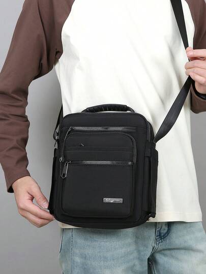 Multifunctional Black Warrior Men's Spring Utility Messenger Bag! Waterproof Durable Oxford Cloth, 3D Layered Storage, Commute/Outdoor/Travel Multipurpose Bag, Adjustable Strap, Multifunctional Shoulder Bag