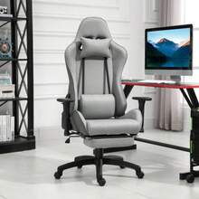Office Chair With Adjustable Armrests, Computer Chair With Removable Head And Lumbar Cushions, Rocking Function, Grey, Ergonomic And Comfortable
