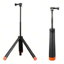 4-In-1 Floating Selfie Stick Tripod - Waterproof Extendable Monopod For D/J/I Action 5 Pro/4/3, Insta360 X4/X3/Ace Pro 2, Adjustable Height 9.25-22.44 Inch - Black and Orange - View 11