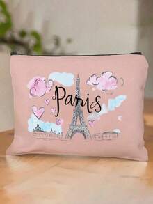 印有可爱巴黎埃菲尔铁塔图案的化妆收纳包，大容量女士旅行化妆包，可装洗漱用品，DIY收纳包，化妆品和洗漱用品收纳整理包，轻便可折叠收纳包，适合个人旅行化妆品收纳，旅行化妆包，生日礼物，旅行化妆工具礼物，生日礼物，旅行必备，宿舍必备，满足日常旅行需求。 - 彩色 - 查看 6