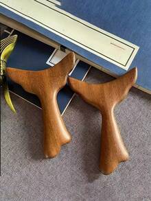 1pc Sandalwood Fish Tail Gua Sha Tool, Multi-Functional Facial Massage Board, Traditional Chinese Medicine Meridian Massage Tool - Multicolor - View 6