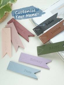 1个可定制名字的可爱书签，个性化仿皮书签，可印制名字，可定制书页标签，送给爱书人士的阅读礼物，可爱配饰，书虫书签，返校礼物 - 彩色 - 查看 1