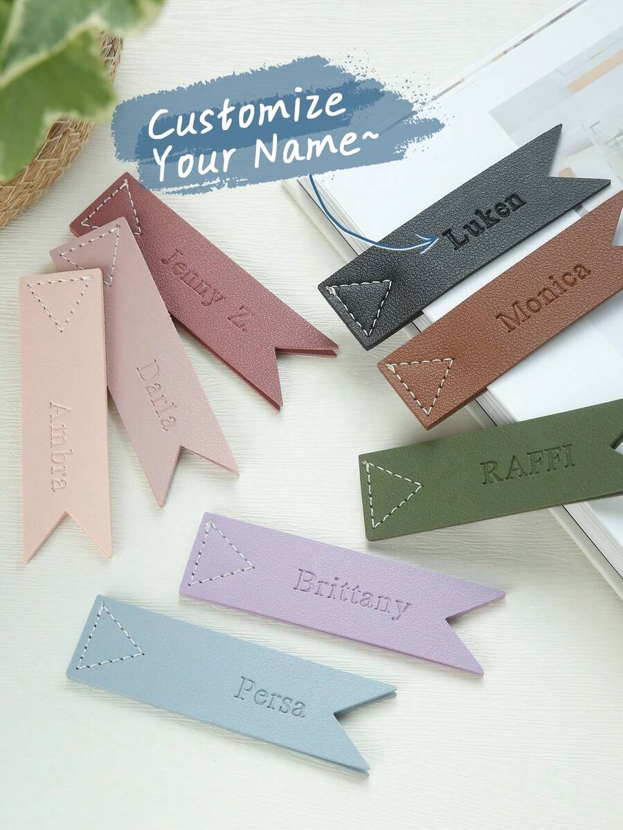 1个可定制名字的可爱书签,个性化仿皮书签,可印制名字,可定制书页标签,送给爱书人士的阅读礼物,可爱配饰,书虫书签,返校礼物 - 彩色 - 查看 1
