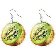 Fruit Dangle Earrings Collection Pickled Cucumber Corn Apple Cauliflower Broccoli Pumpkin Chili Eggplant Cute Earrings - 南瓜 - 查看 2