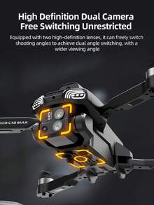 Drone C18S, Evitación inteligente de obstáculos, Motor sin escobillas, Fotografía aérea HD, Quadcopter, Plegable, Aeronave de control remoto, Color de accesorio aleatorio - Multicolor - Ver 5