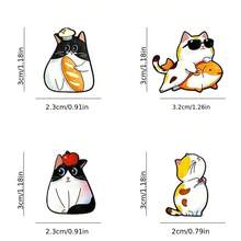 4件套可爱猫咪珐琅胸针时尚装饰胸针饰品翻领包包徽章珠宝礼品 - 彩色 - 查看 2