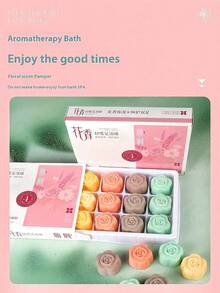 A 12-Piece Rose-Shaped Bath Salt Ball Gift Box, Bath Ball, Soaking Ball, Long-Lasting Fragrance, Suitable For Bathing Or Foot Bath, Bubble Bath Ball, Bath Set, Cleansing And Moisturizing, Is An Excellent Valentine's Day Gift, Friend Gift, And Women's Gift. - Pink - View 3