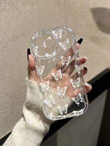 奶油色波浪蝴蝶彩绘防摔手机壳，兼容、Galaxy、Redmi等机型 - 彩色 - 查看 1