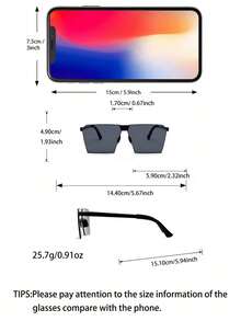 1pc/2pcs Personalized Steel Frame Men Business Glasses, Driving Glasses, Outdoor Fashion Glasses - Grey - View 2