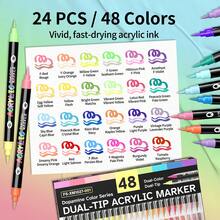 240 Colors Dual Tip Acrylic Marker Pen Set, Durable & Fade-Resistant, Suitable For Artists Painting, Illustration, Crafts, Coloring Books, DIY Projects On Paper, Fabric, Wood, Stone, Plastic, Glass, Ceramic, Pumpkin, For Students & Adults, Great Gift For Thanksgiving, Halloween, Christmas - Multicolor - View 11