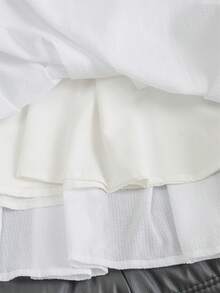 优雅休闲度假风A字裙，弹力腰带，纹理面料，显瘦，夏季穿着。 - 白色 - 查看 8