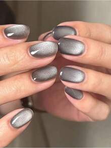 24Pcs Neutral Short Square Shape Nail Nails White Solid Nail Press On Nails Acrylic Nails Fake Nails Manicure Set Includes 1Sheet Adhesive Tabs And 1Pc Mini File Perfect For Everyday Wear Nail Supplies Nails - Grey - 查看 6