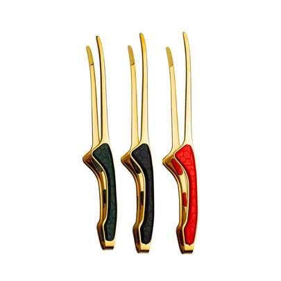 3件套9.5英寸烧烤钳 - 不锈钢厨房钳，防滑舒适手柄，耐热且可用洗碗机清洗，金色 - 多用途，适用于烧烤、沙拉、野餐和烹饪