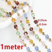 Rantai Stainless Steel Emas 1m dengan Manik Kristal, Cocok untuk Pembuatan Perhiasan Musim Panas, Dapat Digunakan untuk Kalung, Gelang, dan Aksesoris Buatan Sendiri - rantai - View 15