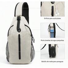 Mochila Cruzada para Hombre, Bolso de Pecho con Puerto de Auriculares y Bolsillo para Botella de Agua, para Senderismo, Viaje, Cita y Actividades al Aire Libre - como en la foto - Ver 10