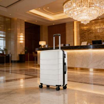 20 Inch Hardside Luggage, Expandable Rolling Luggage With TSA Lock And Spinner Wheels, White