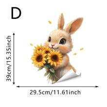 1/4 Set di adesivi per finestre primaverili con animali, conigli carini, mucche delle highlands, scoiattoli con tulipani e girasoli, decorazioni statiche per vetri, decorazione per il soggiorno - Multicolore - Visualizzare 14