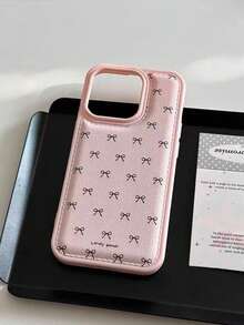 1 chiếc ốp lưng bảo vệ màu đen nơ và hồng họa tiết bong bóng, tương thích với iPhone 11/12/13/14/15/16/17 - Màu xanh nhạt - Xem 5