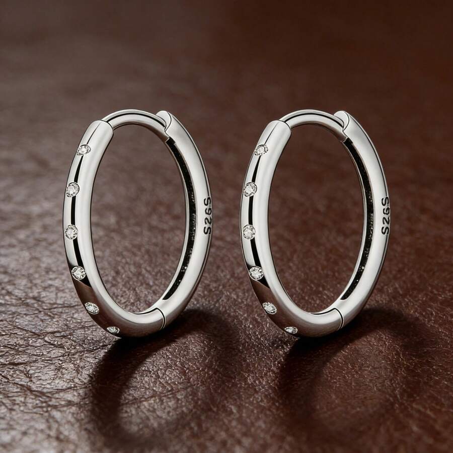 925 Silver Minimalist Circle Hoop Earrings, Essential Stacking Jewelry For Daily Layering - PTE043 - View 1