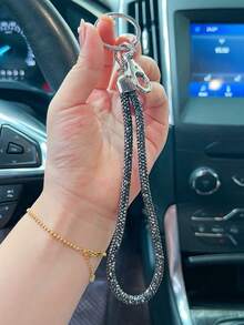女士时尚水钻手机挂件带钥匙扣，闪亮钥匙包挂饰带腕带礼物纪念品汽车配件包魅力学院风可爱哥特 Y2k - 手鍊鑰匙扣 - 查看 5